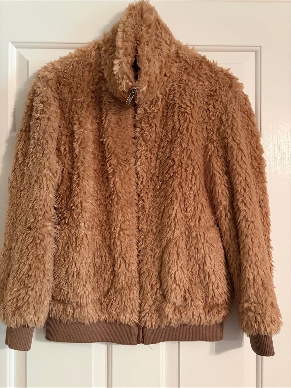 BB Dakota Plush Teddy Jacket in Camel Brown